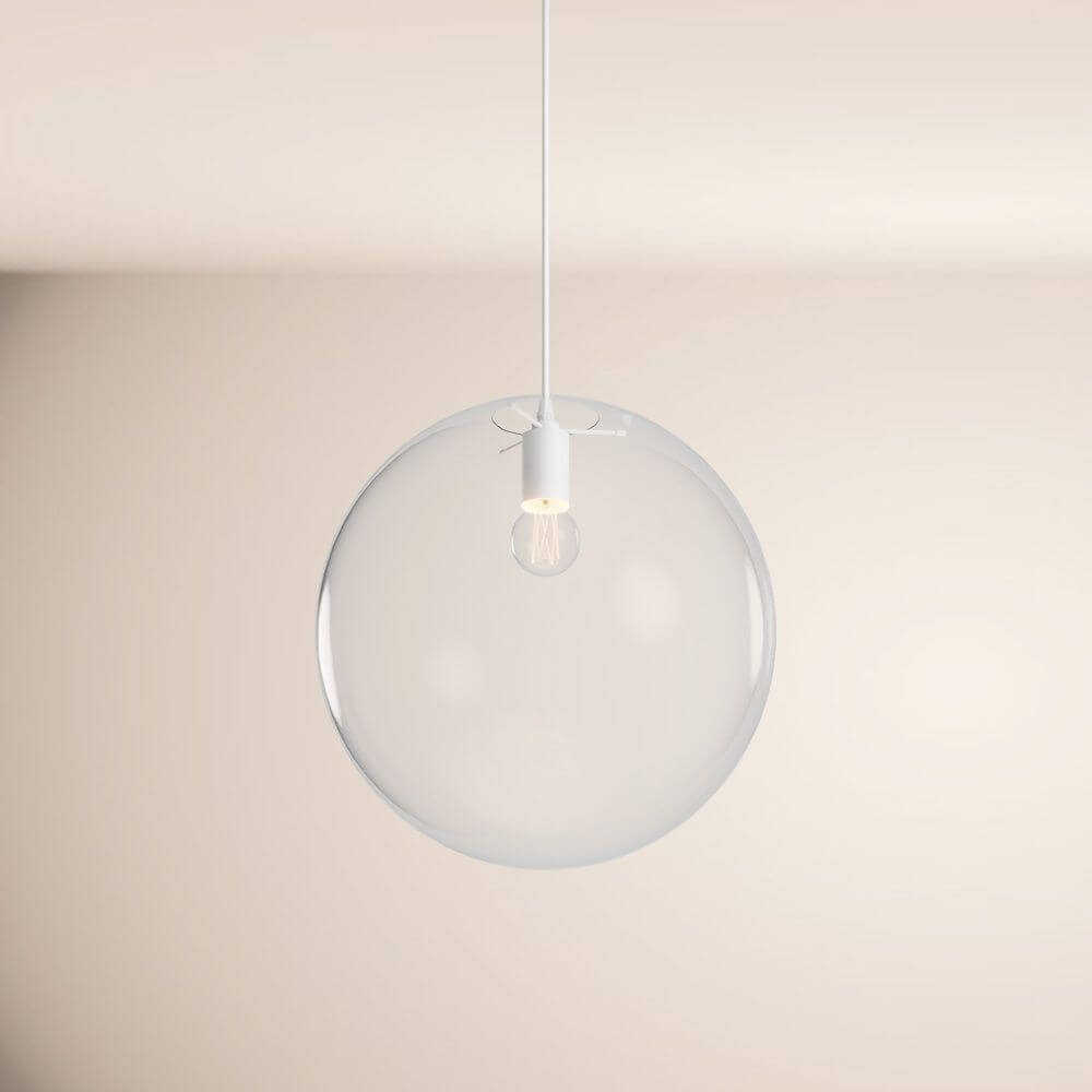 s.luce Orb Glaskugel Pendelleuchte Aufhängung 150cm Weiß - stilvolle Glas-Pendelleuchte in modernem Design.