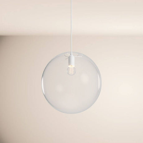 s.luce Orb Glaskugel Pendelleuchte Aufhängung 150cm Weiß in klarer Glasoptik, stilvoll und modern.
