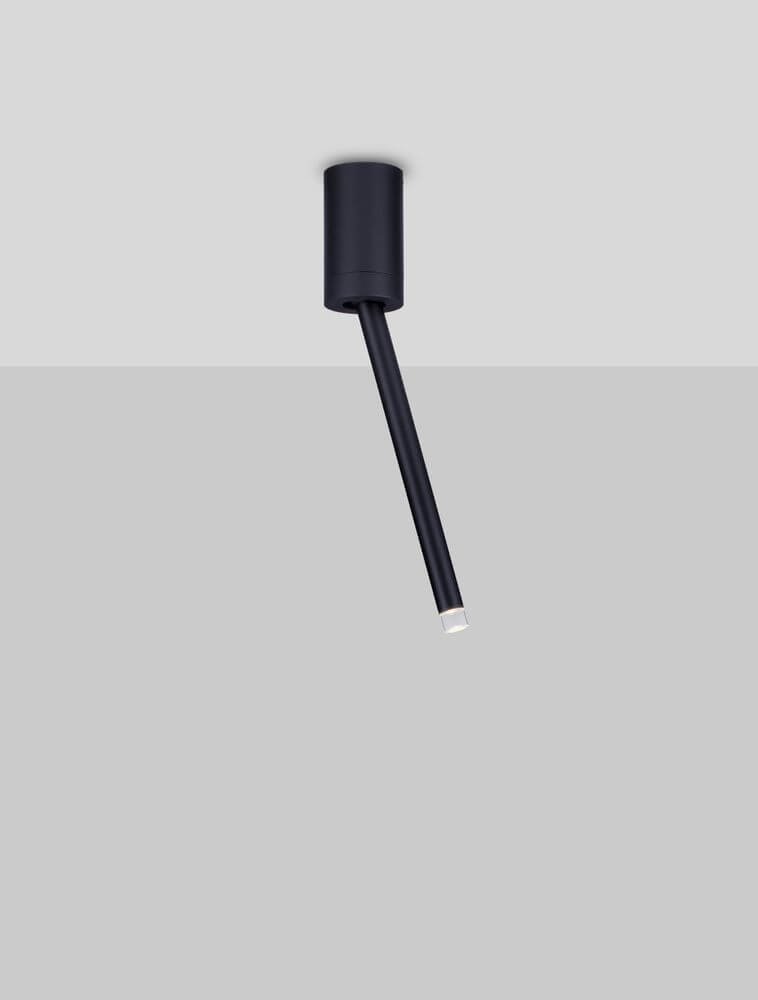 Ornos Deckenleuchte Ø 5cm H 29,5cm 3000K in schwarzem Design mit schmalem Lichtstrahl