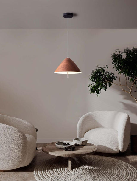 Oros LED pendant light Ø 40cm 3000K in a modern living room, suspended above a sofa and table.
