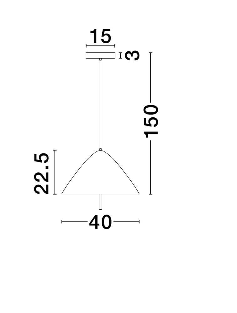 Technische Zeichnung der Oros LED Pendelleuchte Ø 40cm 3000K mit Abmessungen.