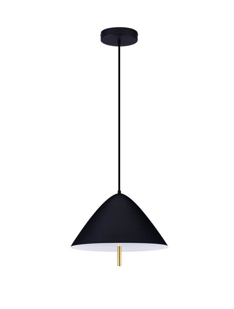 Oros LED pendant light Ø 40cm 3000K in matte black with elegant gold suspension.
