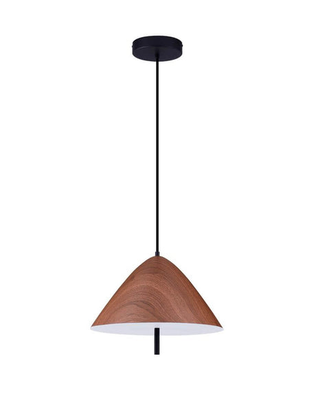 Oros LED pendant light Ø 40cm 3000K with elegant wood design and matte black suspension.