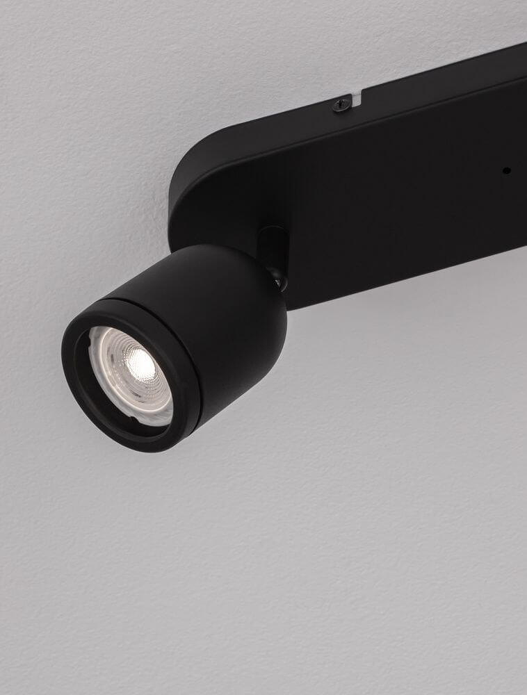 Orson Deckenleuchte GU10 2-flammig in elegantem Schwarz, ideal für moderne Wohnräume und Büros.