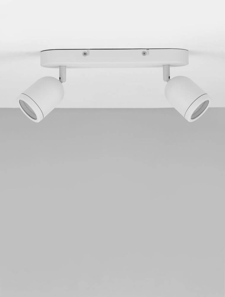Orson Deckenleuchte GU10 2-flammig mit modernem, weißem Design und runder Metall-Basis.