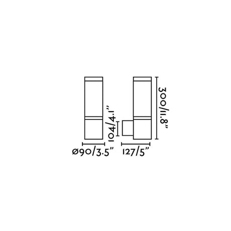 Dimension drawing of the Orwell Outdoor LED wall light IP54 anthracite with dimensions and technical specifications.