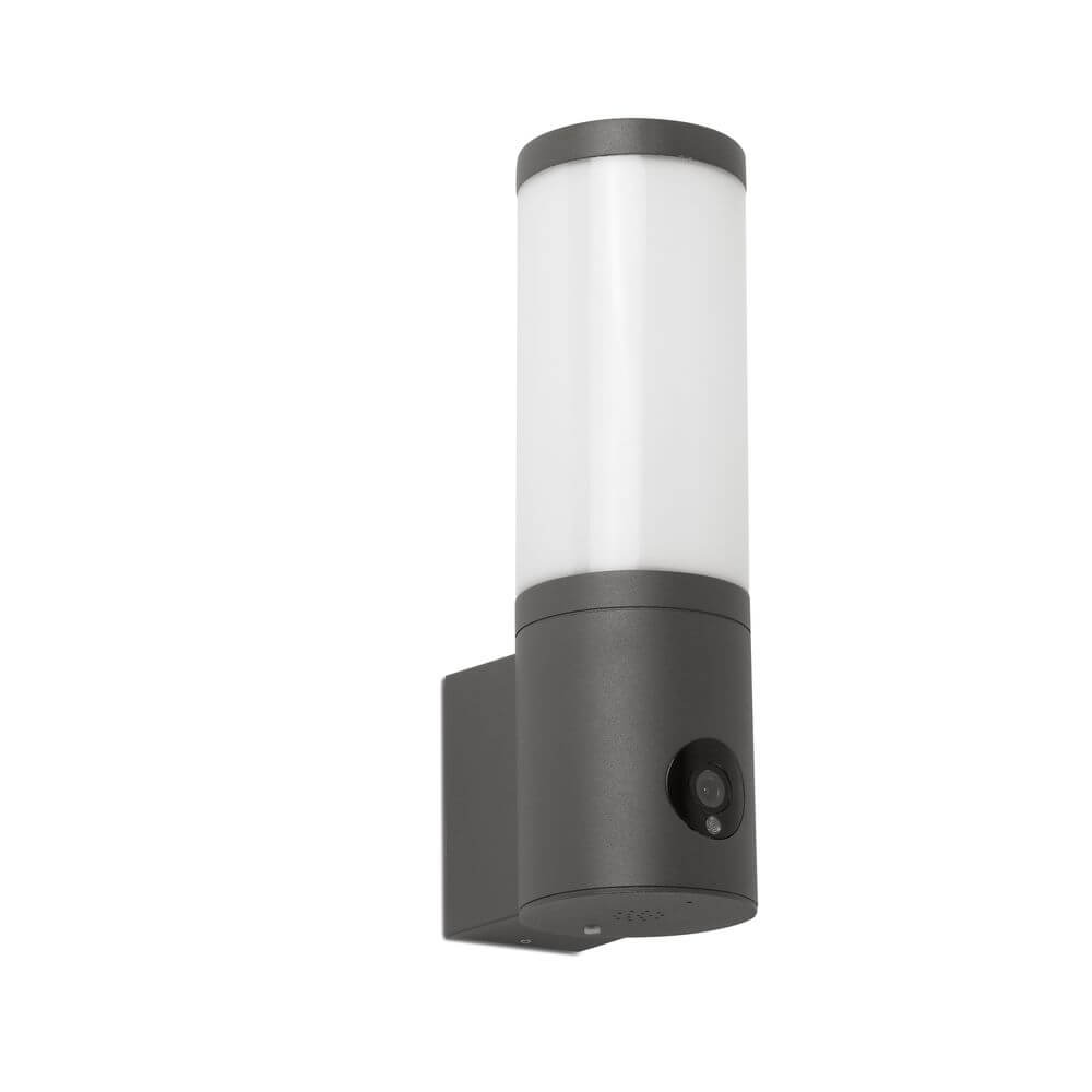Orwell Outdoor LED Wandleuchte mit Kamera IP54 Anthrazit für den Eingangsbereich mit 360 Grad Beleuchtung.