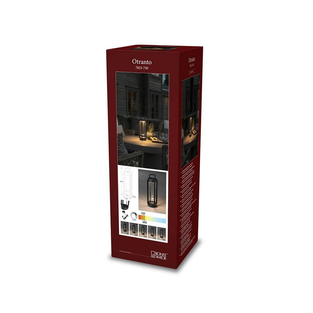 Otranto LED Außen Akkuleuchte CCT Verpackung mit USB-Laterne und Dimmerfunktion, 2700K/3000K.