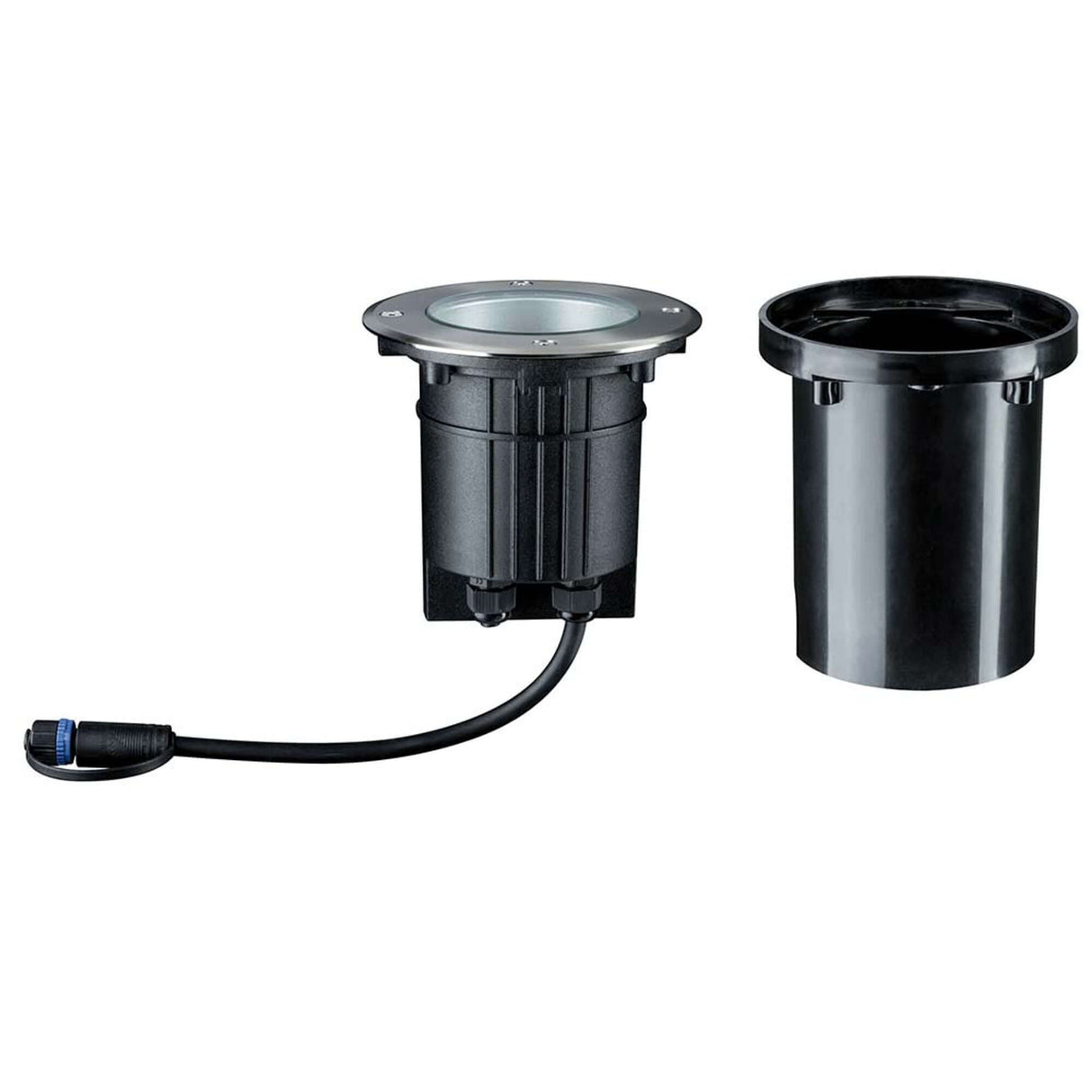 LED Plug & Shine Boden-Einbaulampe IP67 24V 609lm 3000K mit flexibler Montagebox und Kabel.