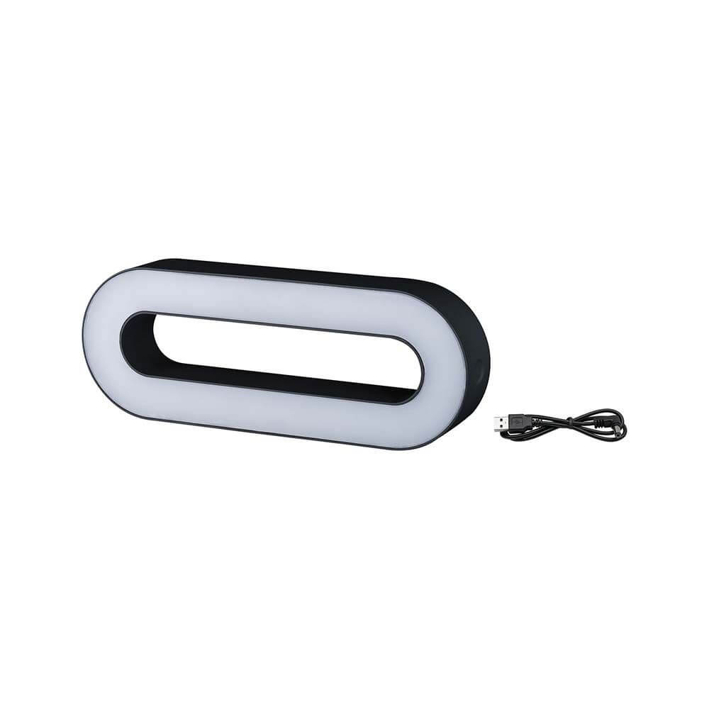 LED Akkuleuchte Moval IP44 370lm 3000K USB in ovaler Form mit USB-Kabel.