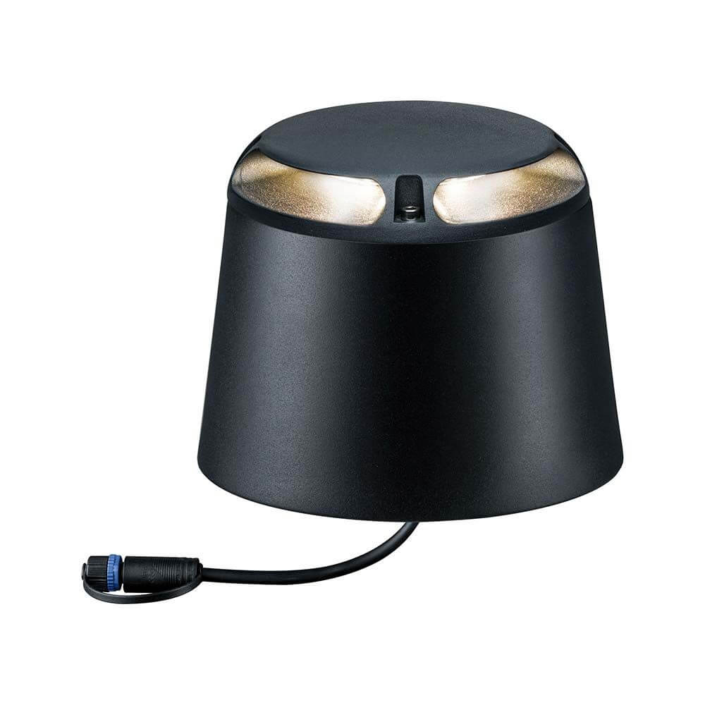 LED Plug & Shine Aufbaulampe IP67 24V 2x350lm 3000K in schwarzem Design für den Außenbereich.