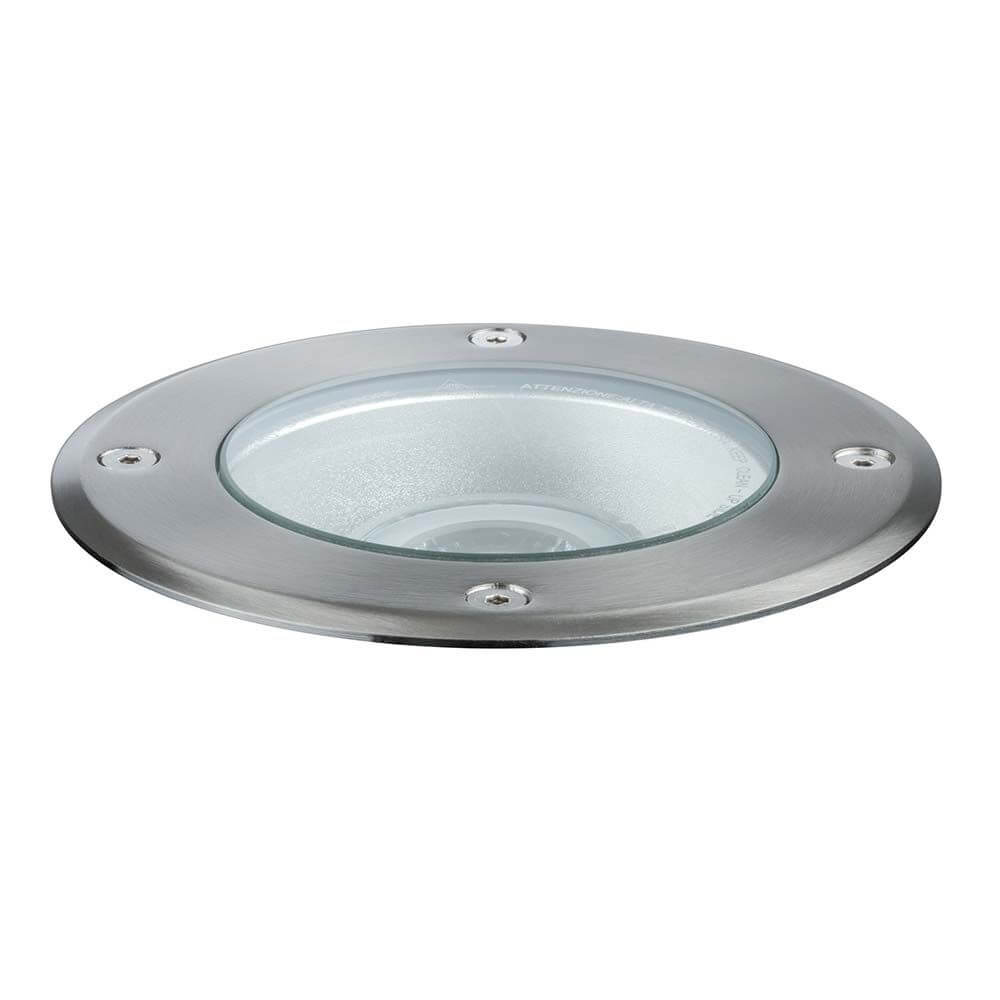 LED Plug & Shine Außen-Einbauleuchte IP67 24V 609lm 3000K mit edlem Edelstahl-Design und transparentem Glas.