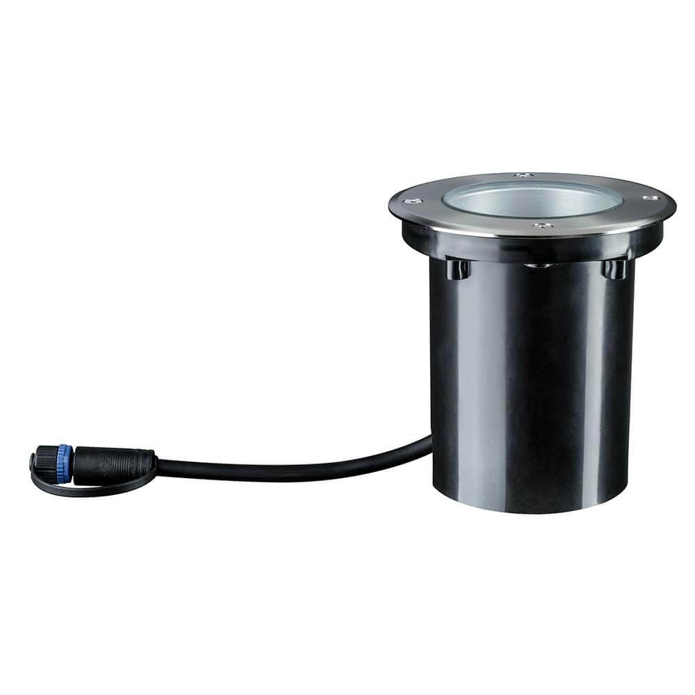 LED Plug & Shine Außen-Einbauleuchte IP67 24V 609lm 3000K mit Kabel und runder Einbauleuchte.