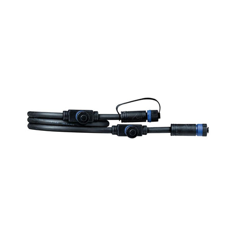 Plug & Shine Connector IP68 1m Stromverteiler schwarz mit 1x Ein- und 3x Ausgang, blauem Stecker, wasserdicht