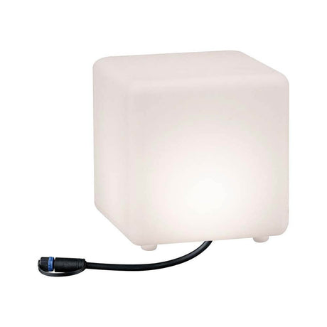 LED Objet lumineux Plug & Shine Cube 20x20cm IP67 24V 3000K 235lm à l’extérieur, lumière blanc chaud, décoration charmante.