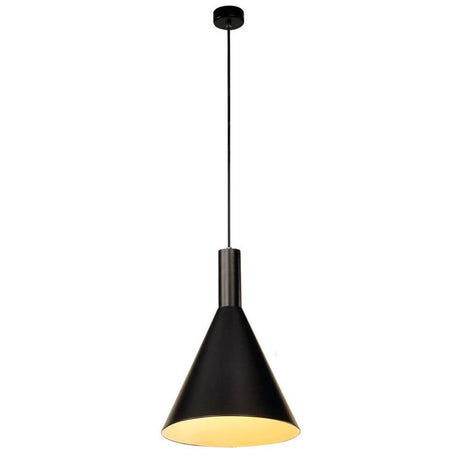 PHELIA Pendelleuchte 3 Schwarz in konisch geformtem Design mit runder Deckenrosette und 200 cm Pendellänge.