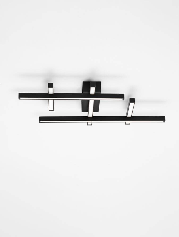 Pace LED Deckenleuchte 58cm 5-flammig 3000K Weiß in modernem Design mit schwarzer Basis und weißen Lichtleisten.