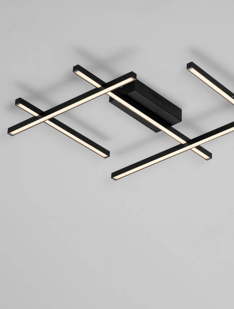Pace LED Deckenleuchte 80cm 5-flammig 3000K Weiß - moderne Designer-Deckenleuchte in schwarz und weiß.