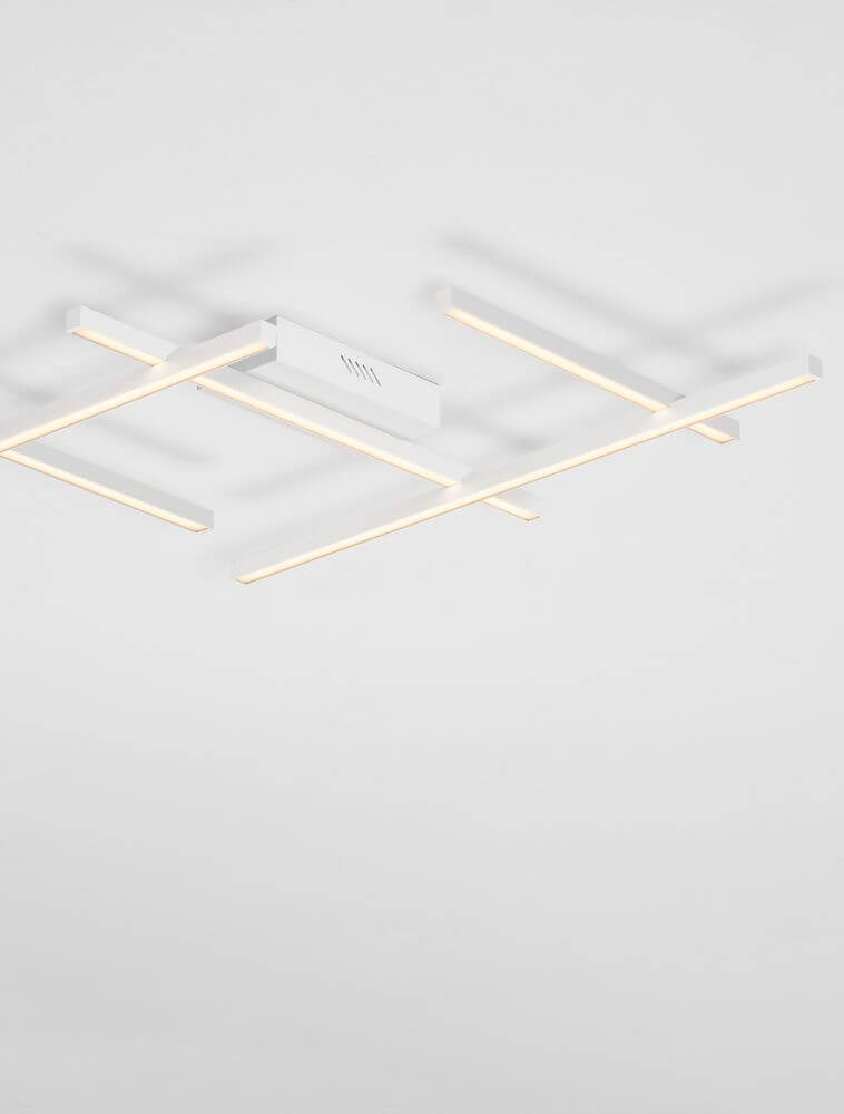 Pace LED Deckenleuchte 80cm 5-flammig 3000K Weiß, modernes Design mit Aluminium und Acryl, ideal für Innenräume.