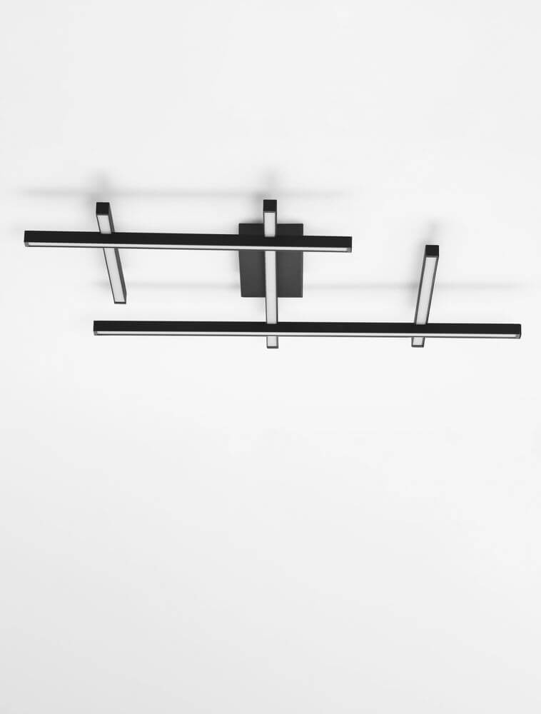 Pace LED Deckenleuchte 80cm 5-flammig 3000K Weiß - moderne Designer-Deckenleuchte in Schwarz mit Aluminium-Elementen.