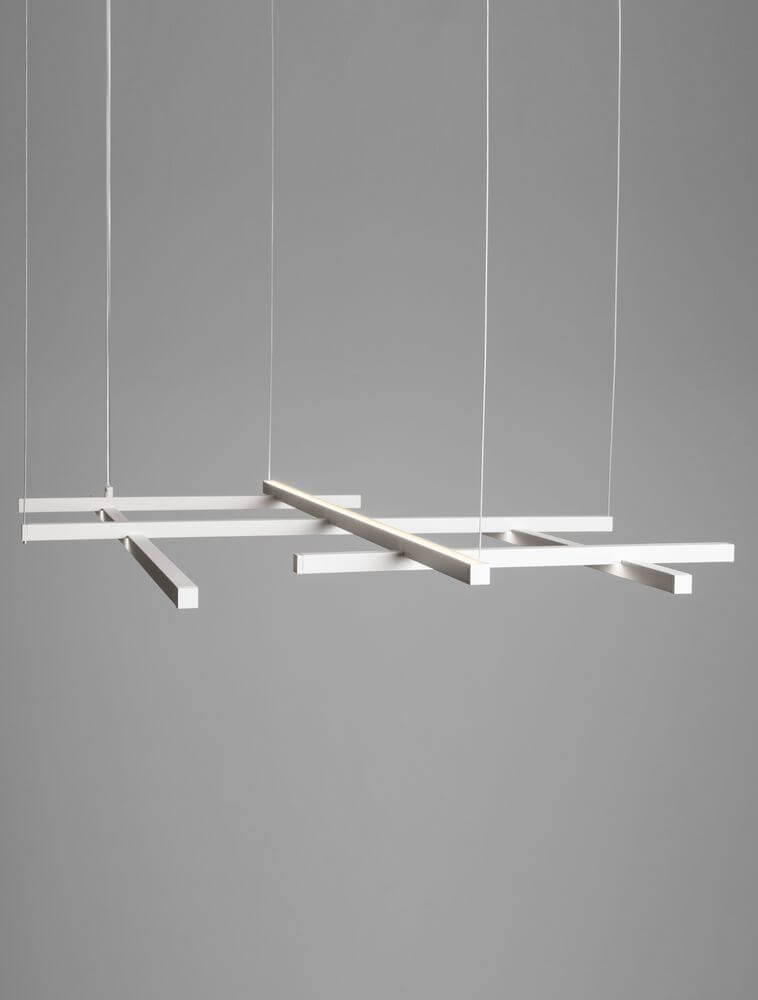 Pace LED Pendelleuchte 6-flammig 3000K schwarz, modernes Aluminium-Acryl Design, 204x102 cm, Schlafzimmer/Wohnzimmer