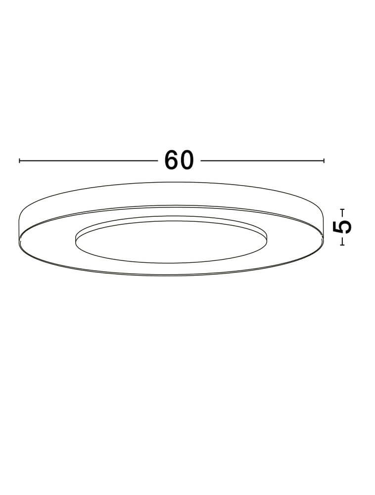 Maßzeichnung der PADA Deckenleuchte Ø 60cm 2700 4000K mit Durchmesser und Höhe.