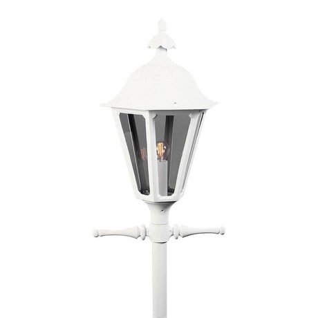 Leuchtenkopf Pallas für Mastleuchte 68cm Weiß mit elegantem Design und klarem Glas.