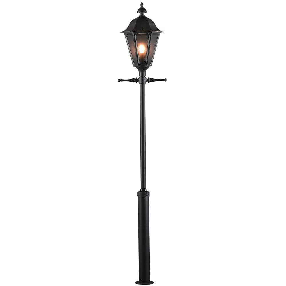 Pallas Mastleuchte 260cm Schwarz, rauchfarbenes Acrylglas, elegantes Design für den Außenbereich.