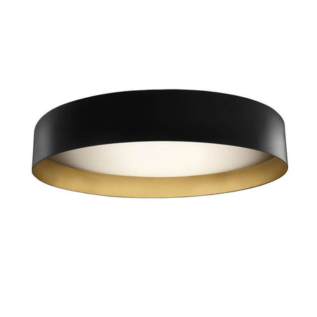 Panzeri Ginevra LED Guld loftslampe i sort finish med guld interiør, ideel til moderne rum.