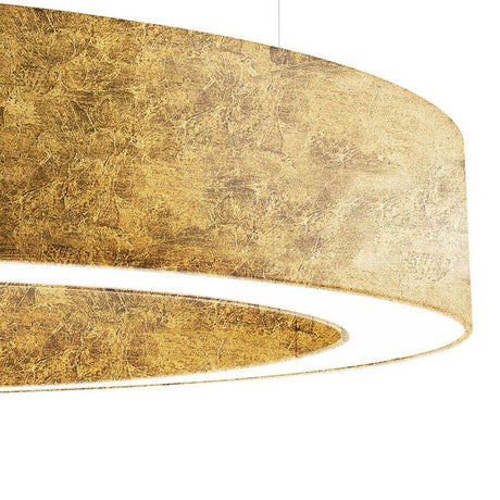 Panzeri Golden Ring LED-riippuvalaisin, himmennettävä, lehtikultapinnalla ja opaalilla polykarbonaattikuvulla.