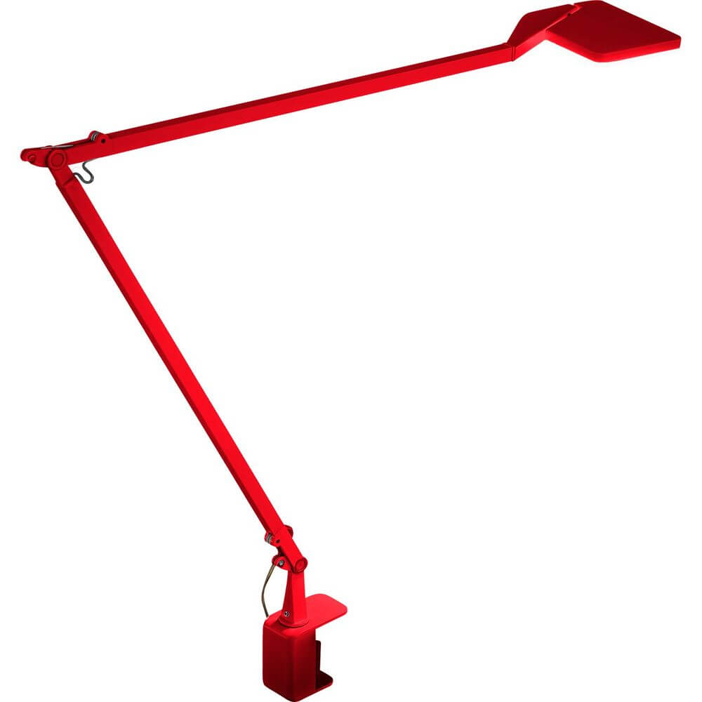 Panzeri Jackie LED-Tischlampe in Rot, verstellbar mit Touchdimmer, modernes Design und vielseitig einsetzbar.