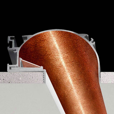 Panzeri Manhattan Einbauprofil für LED-Strips, innovatives Design für Gipsplattenanwendungen.