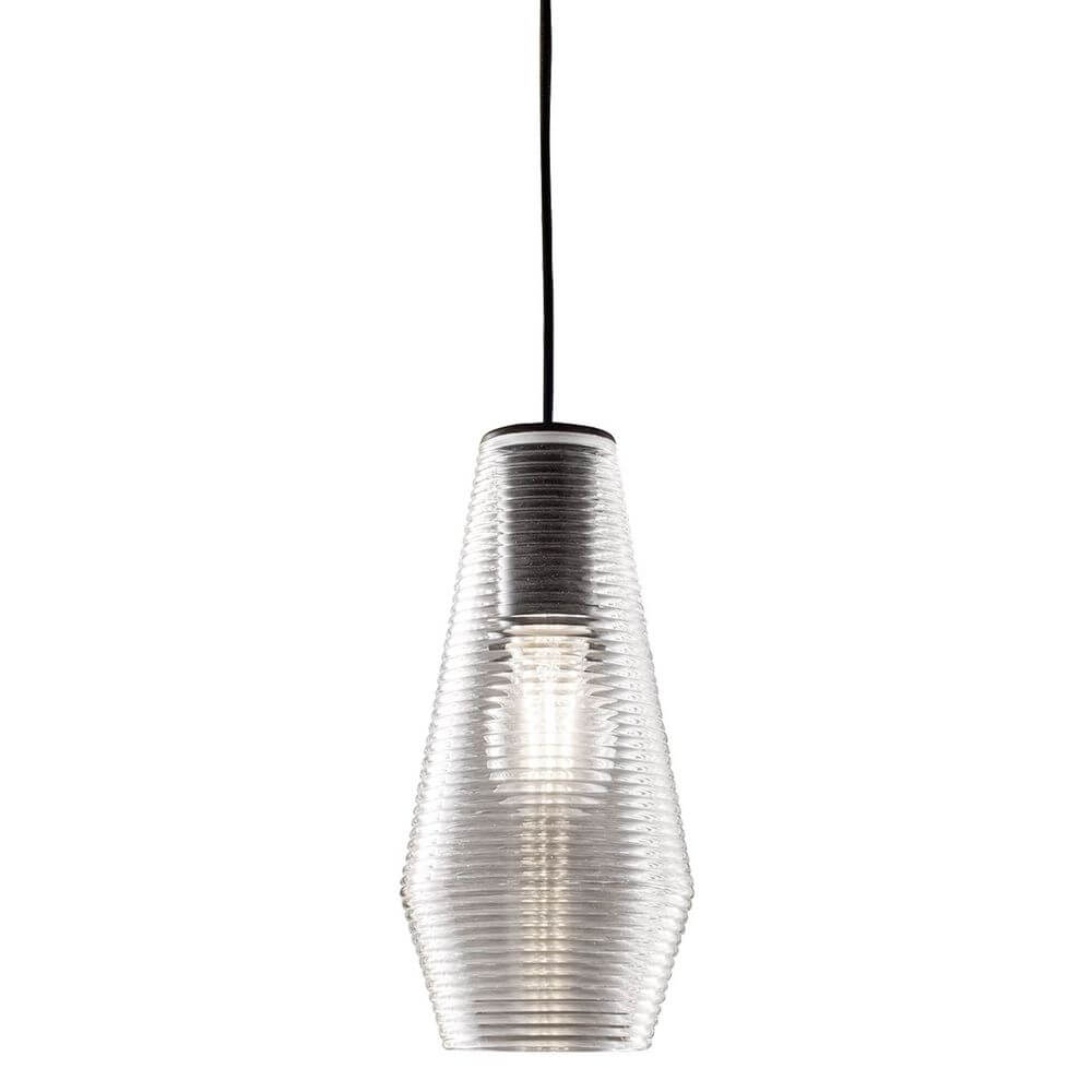 Panzeri Olivia Pendellampe mit geripptem Glas, elegante und moderne Pendelleuchte im Retro-Look.