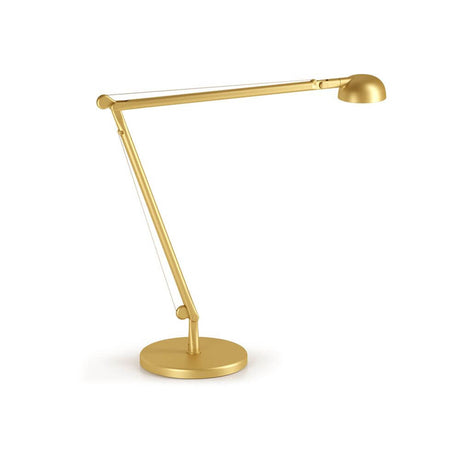 Panzeri Opuntia LED-Schreibtischlampe CCT-Dimmbar in Gold mit Gelenkstruktur für optimale Lichtpositionierung.