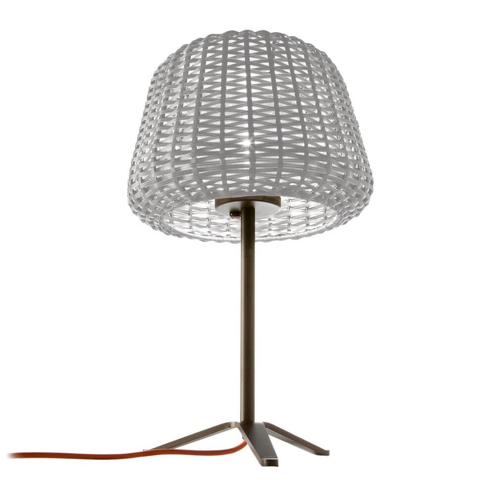 Panzeri Ralph Rattan Außen Tischlampe 58cm - Rattan Tischleuchte für gemütliches Licht im Außenbereich.