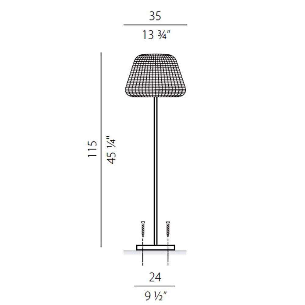 Panzeri Ralph Rattan Pollerleuchte 115cm