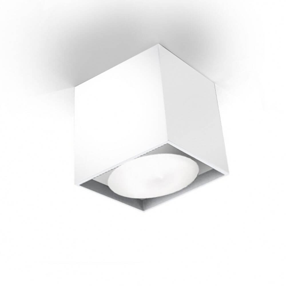 Panzeri Two LED Aufbauleuchte Spot in Weiß, viereckiger Aluminiumrohr für stilvolle Deckenbeleuchtung.