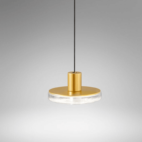 Panzeri Venexia LED outdoor wall light IP65 with a hanging gold lamp socket and clear glass.