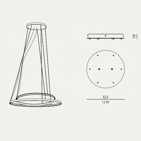 Panzeri Zero baldakin til Rund / Ellipse / Firkantet - teknisk tegning med mål og design