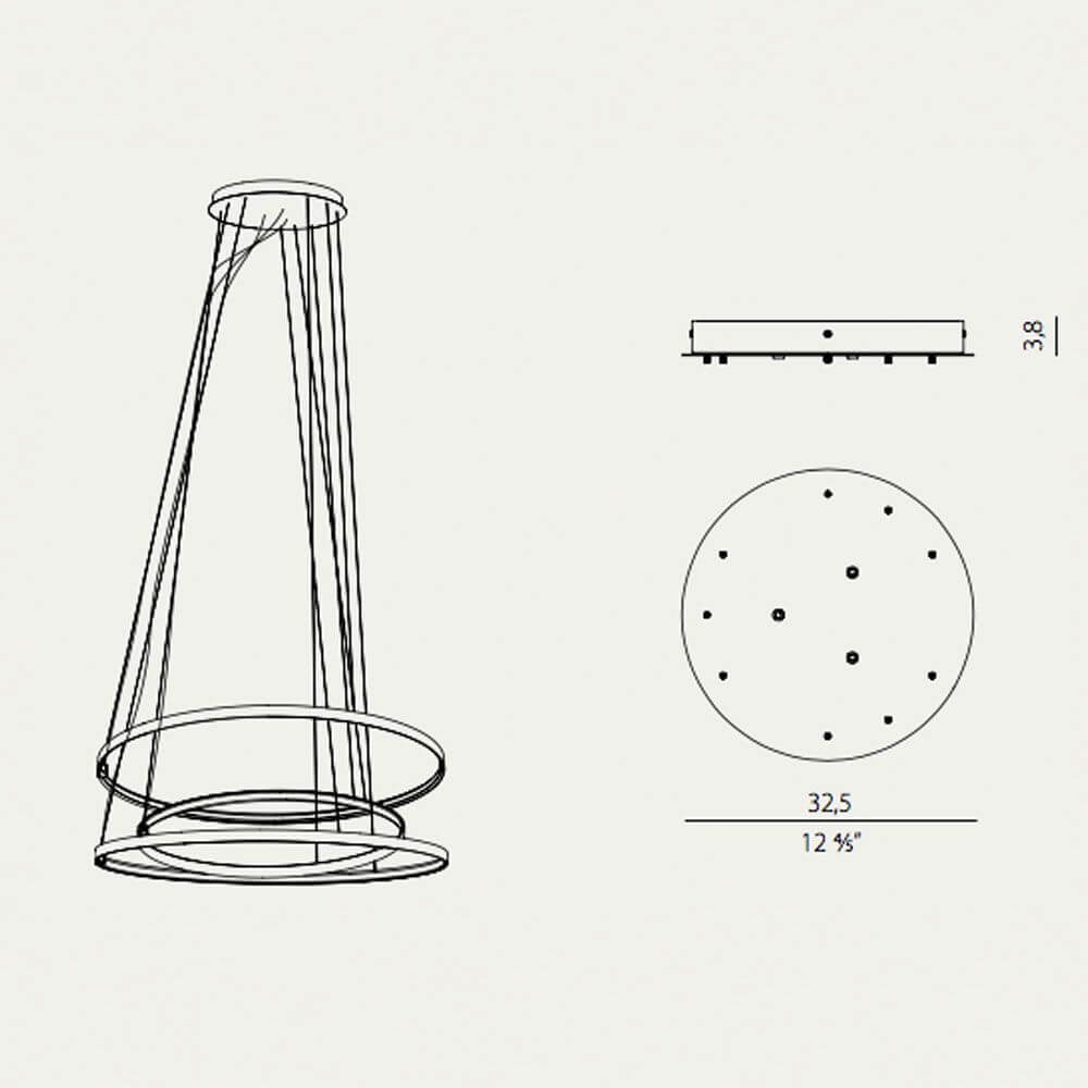 Panzeri Zero Baldachin für Round / Ellipse / Square - technische Zeichnung mit Maßen