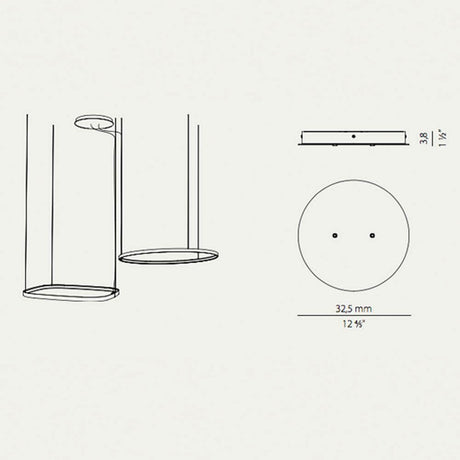 Panzeri Zero baldakin til Rund / Ellipse / Firkantet - teknisk tegning med mål og design.