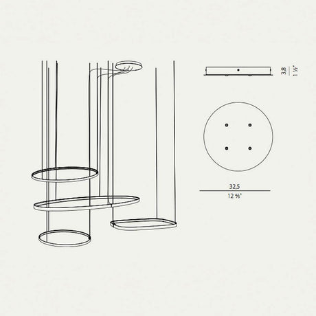 Panzeri Zero baldakin til Rund / Ellipse / Firkantet - teknisk tegning med mål og design.