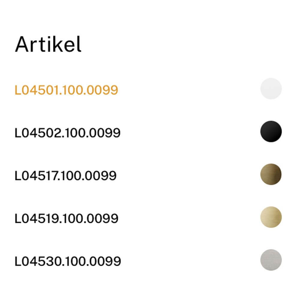 Artikelnummern für Panzeri Zero Round Akustik Panel 100cm Schallabsorber in verschiedenen Farben.