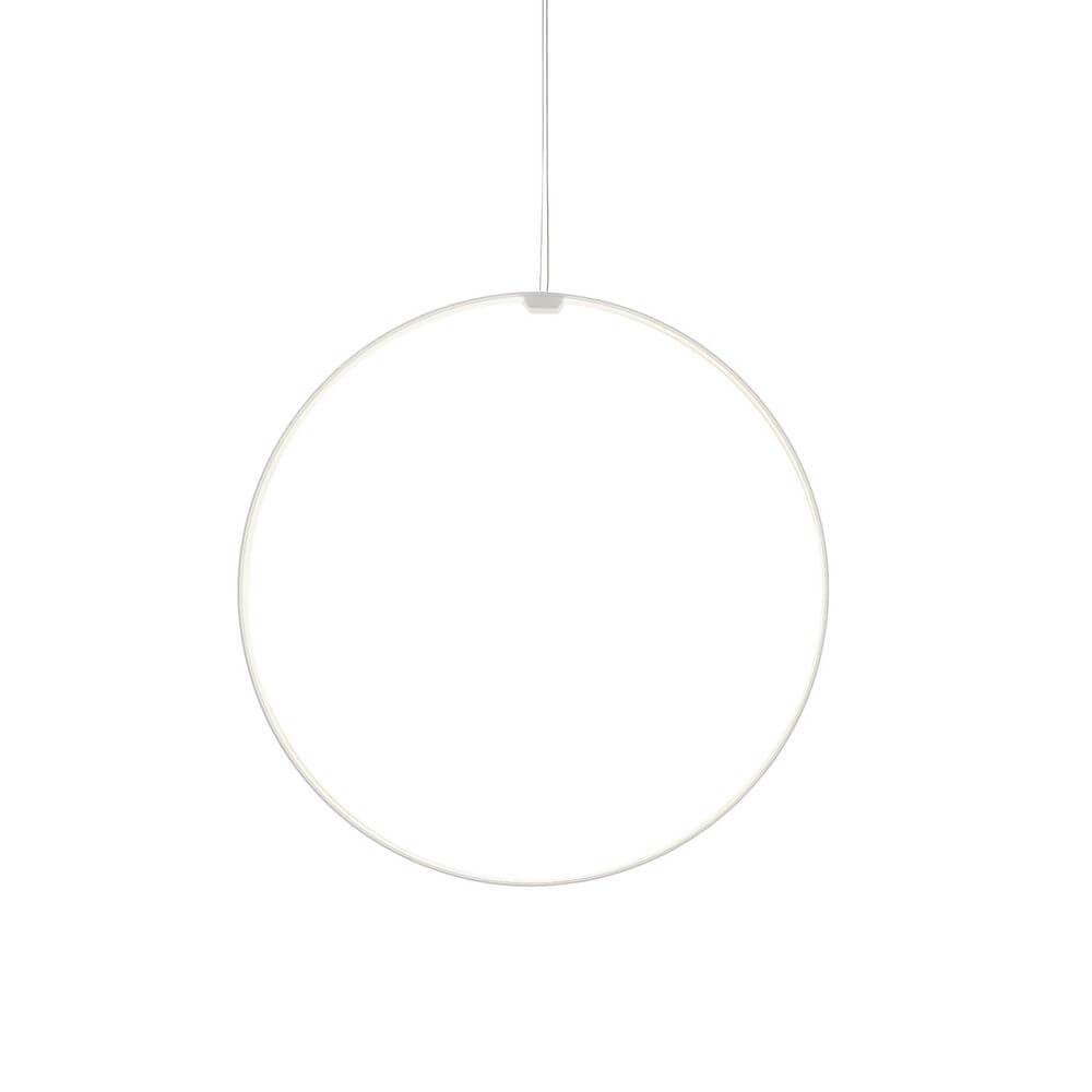 Panzeri Zero Round Vertical LED-Ringleuchte Pendel in elegantem Ringdesign, schwebend von der Decke.