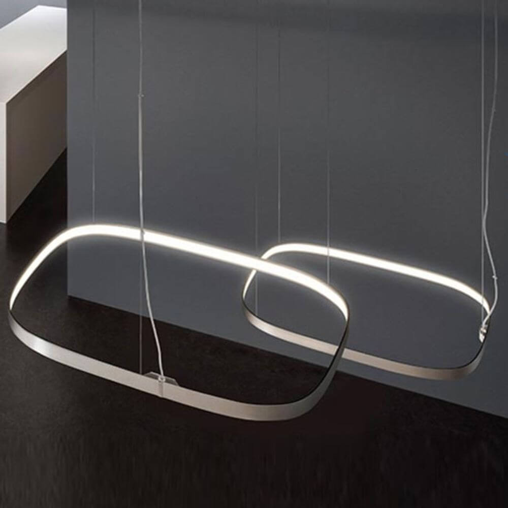 Lampa wisząca Panzeri Zero Square LED: elegancka lampa wisząca z pośrednim światłem, wysokiej jakości profil aluminiowy.