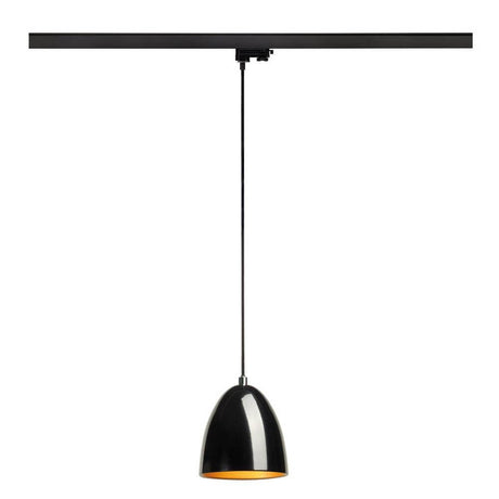 Para Cone 14 3-Phasen Pendelleuchte Rund Schwarz, Gold GU10 mit Textilkabel und goldenen Reflektor
