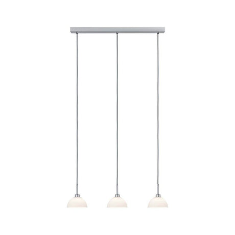 Suspension Parana max. 3x60W GU10 blanche avec trois pendants en verre suspendus pour un éclairage d’ambiance.