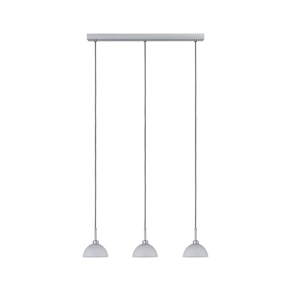 Parana Pendelleuchte max.3x60W GU10 Weiß mit drei modernen Glaspendeln zur idealen Raumausleuchtung.