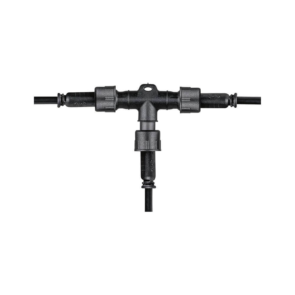 Park + Light Verbinder T-Stück Schwarz IP67, ideal für den Anschluss von Leuchten und Kabeln.