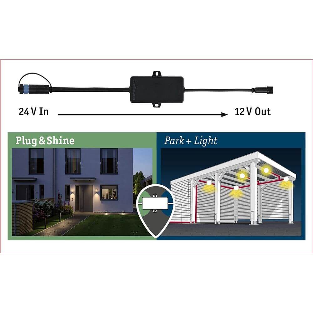 Park + Light Verteiler Schwarz IP67 - Adapter für 12V Park + Light System und 24V Plug & Shine System.